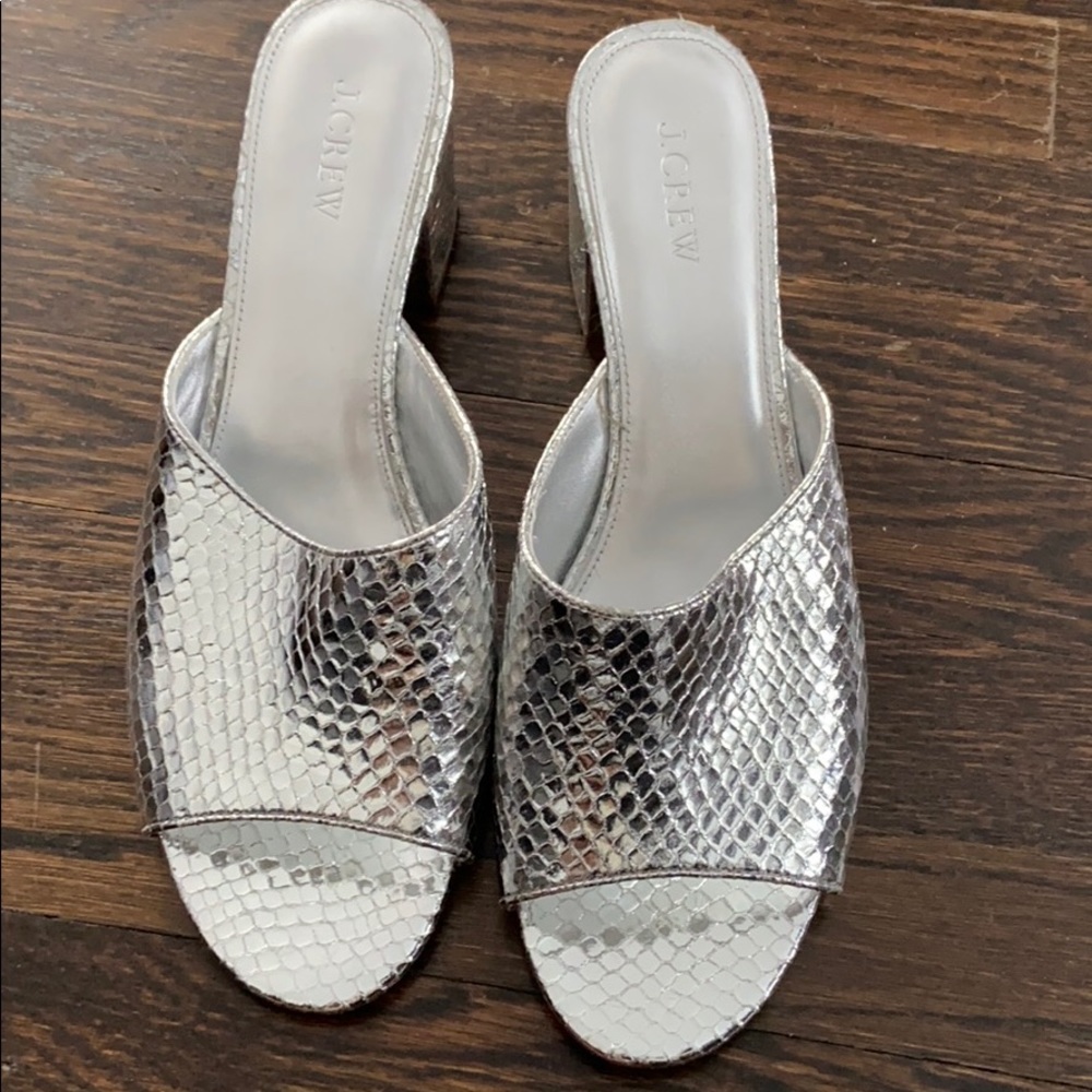 Jcrew silver mules